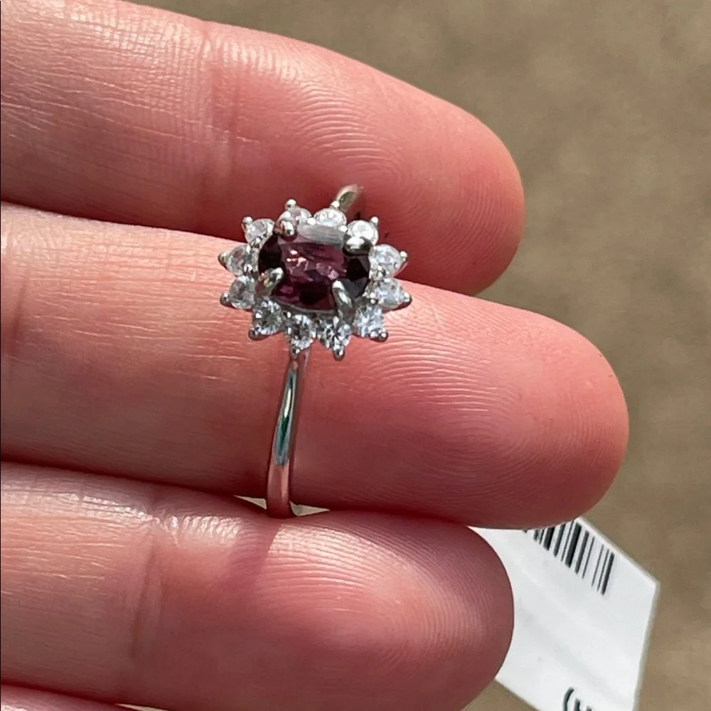 NWT Natural Burma Spinel (NH) with CZ Accents in 935 Sterling Silver Size 10